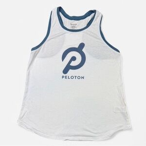 Peloton White and blue racerback tank top. Size small